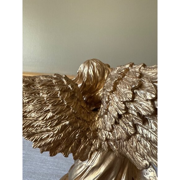 Vintage Gold Angel Figurine Playing Lute – Resin Holiday Decor, Musical Angel - Picture 12 of 16